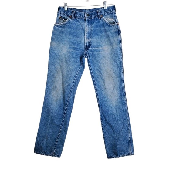 Vtg 80s Levis 557 Blue Jeans Mens 33x34 Distressed Straight Tapered (30x32) USA - Picture 14 of 15